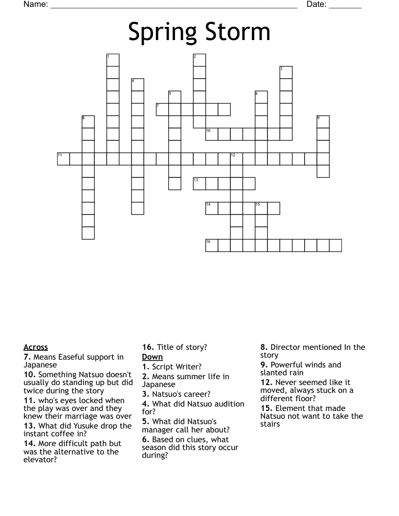Spring Storm Crossword