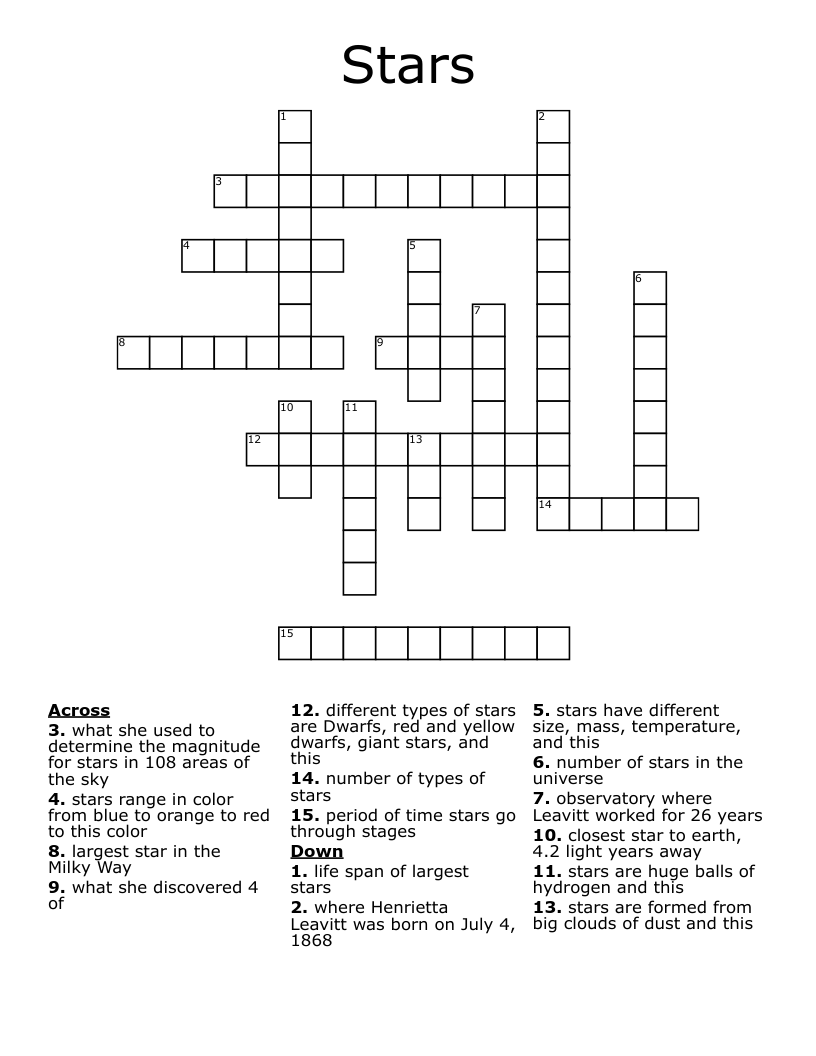 Stars Crossword