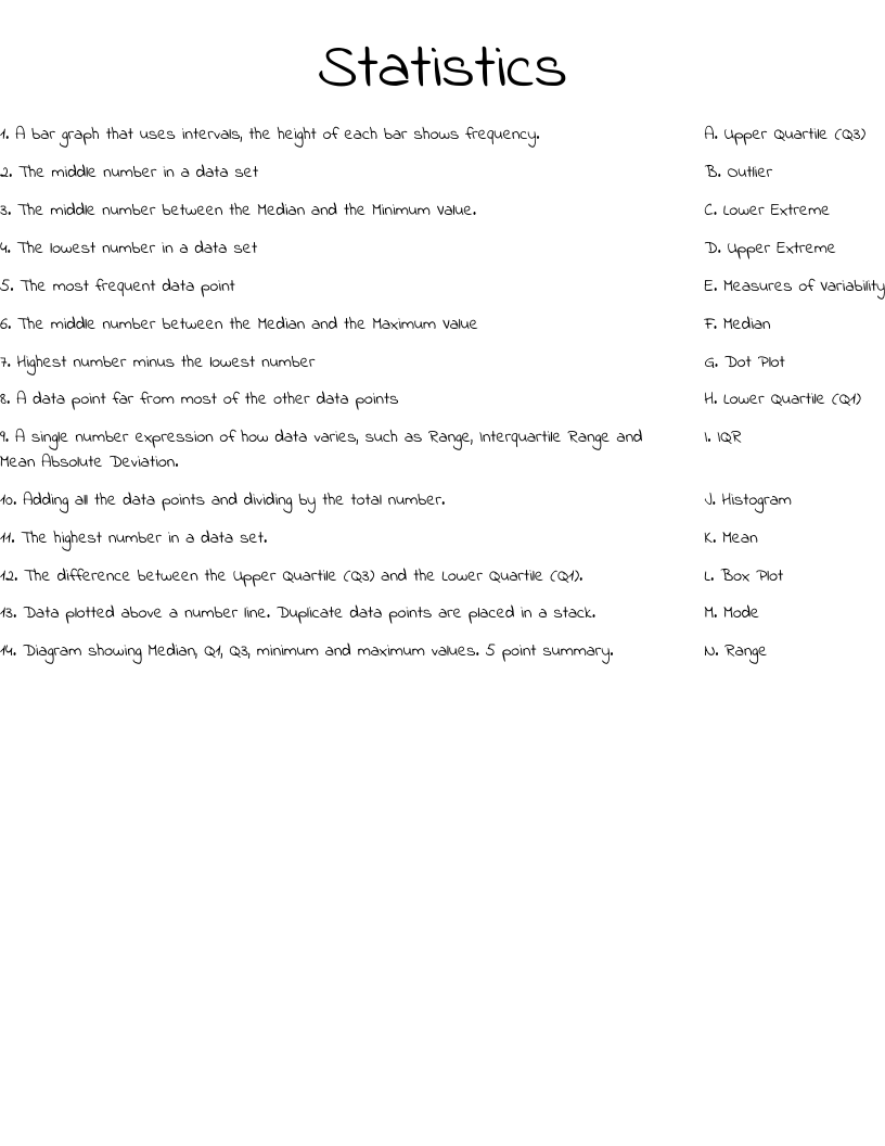 Statistics Worksheet