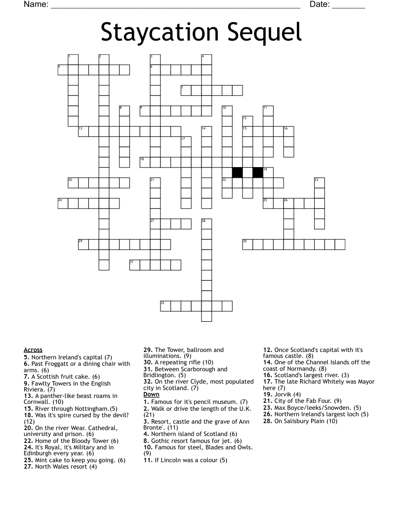 Staycation Sequel Crossword
