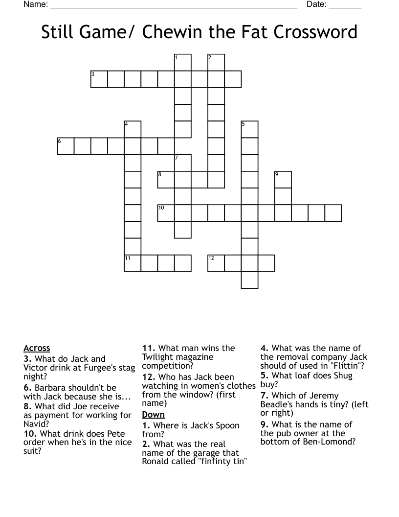 Still Game/ Chewin the Fat Crossword