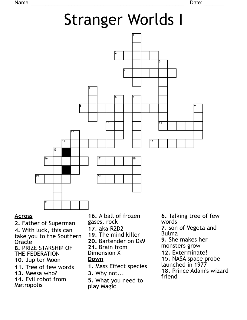Stranger Worlds I Crossword