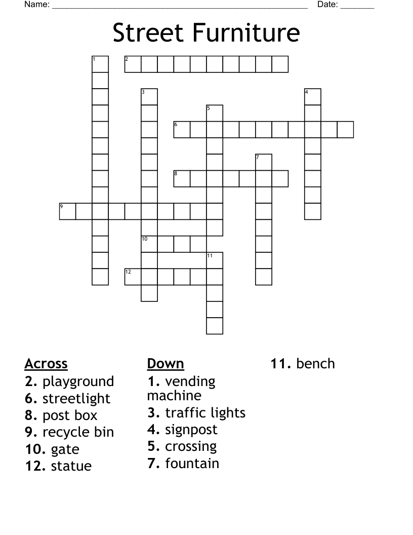 Street Furniture Crossword