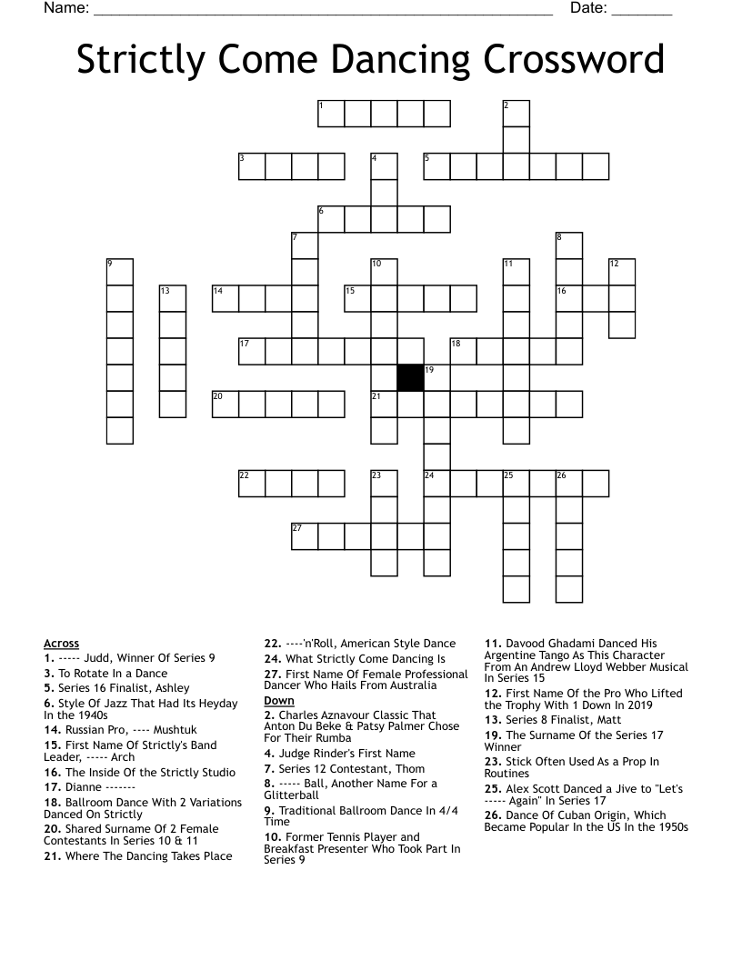 Strictly Come Dancing Crossword