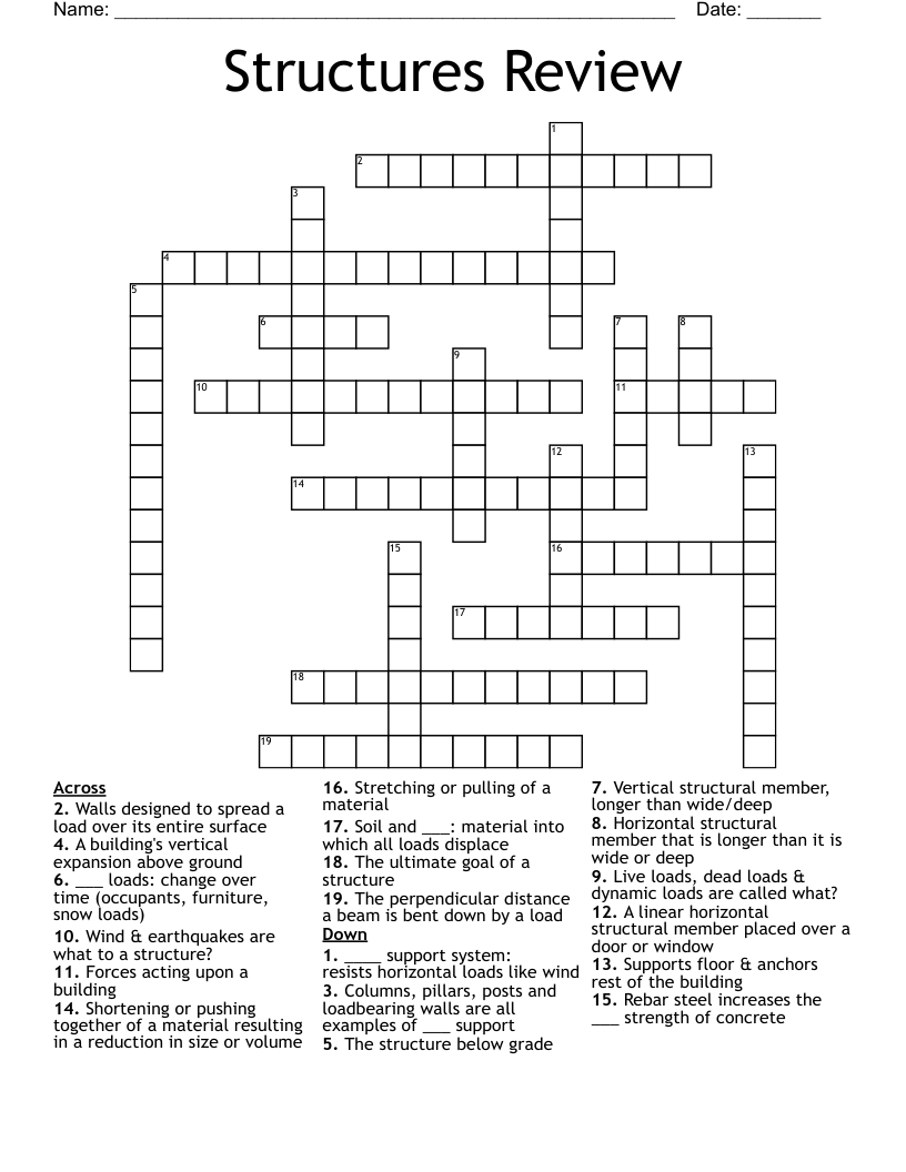 Structures Review Crossword