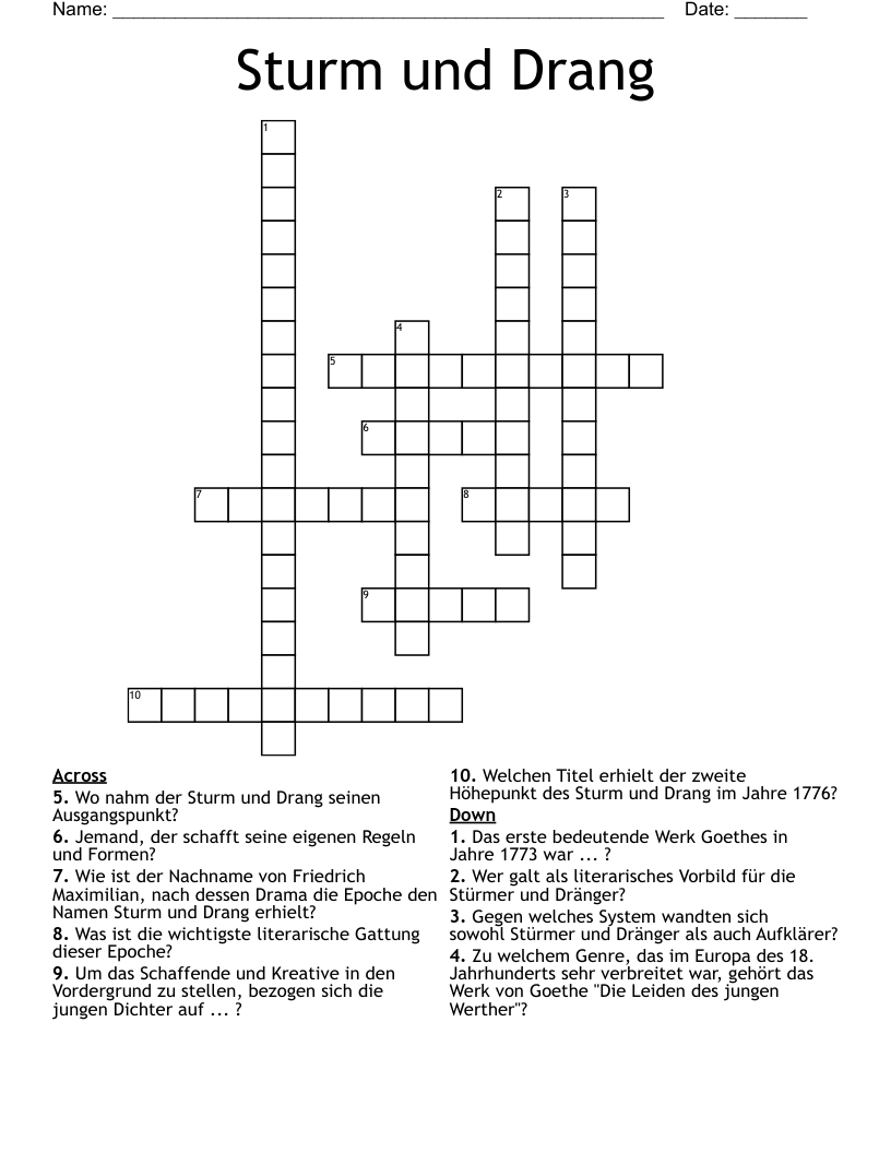 Sturm und Drang Crossword