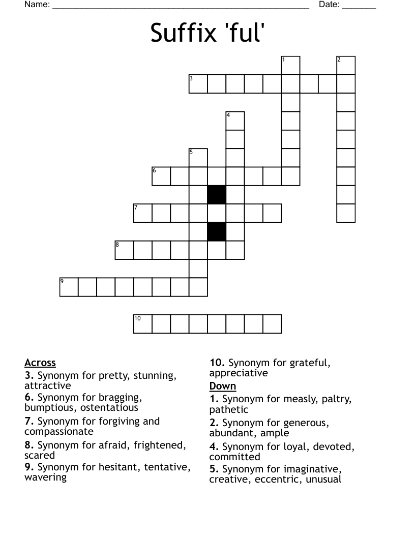 Suffix 'ful' Crossword