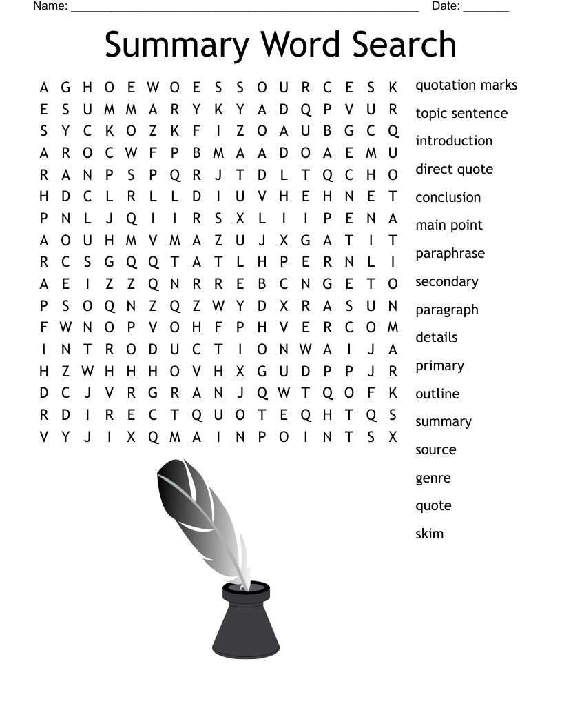 Summary Word Search