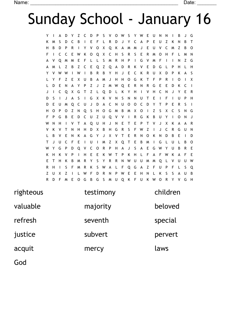 Sunday School  - January 16