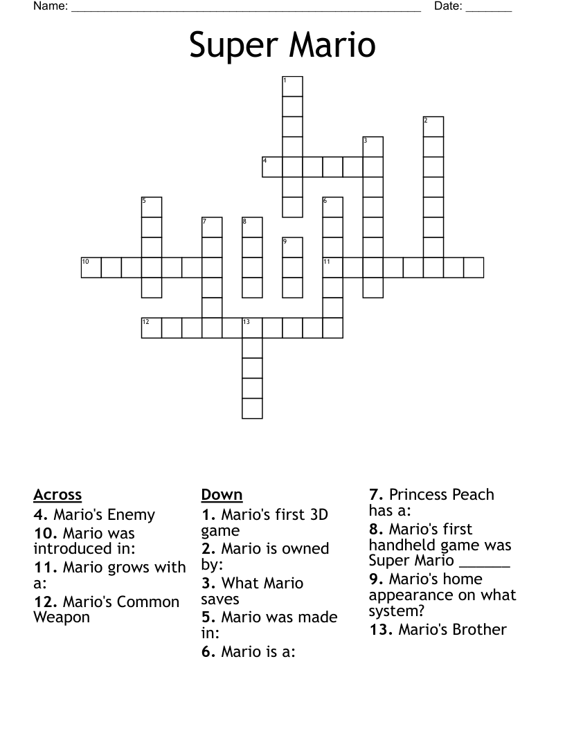 Super Mario Crossword