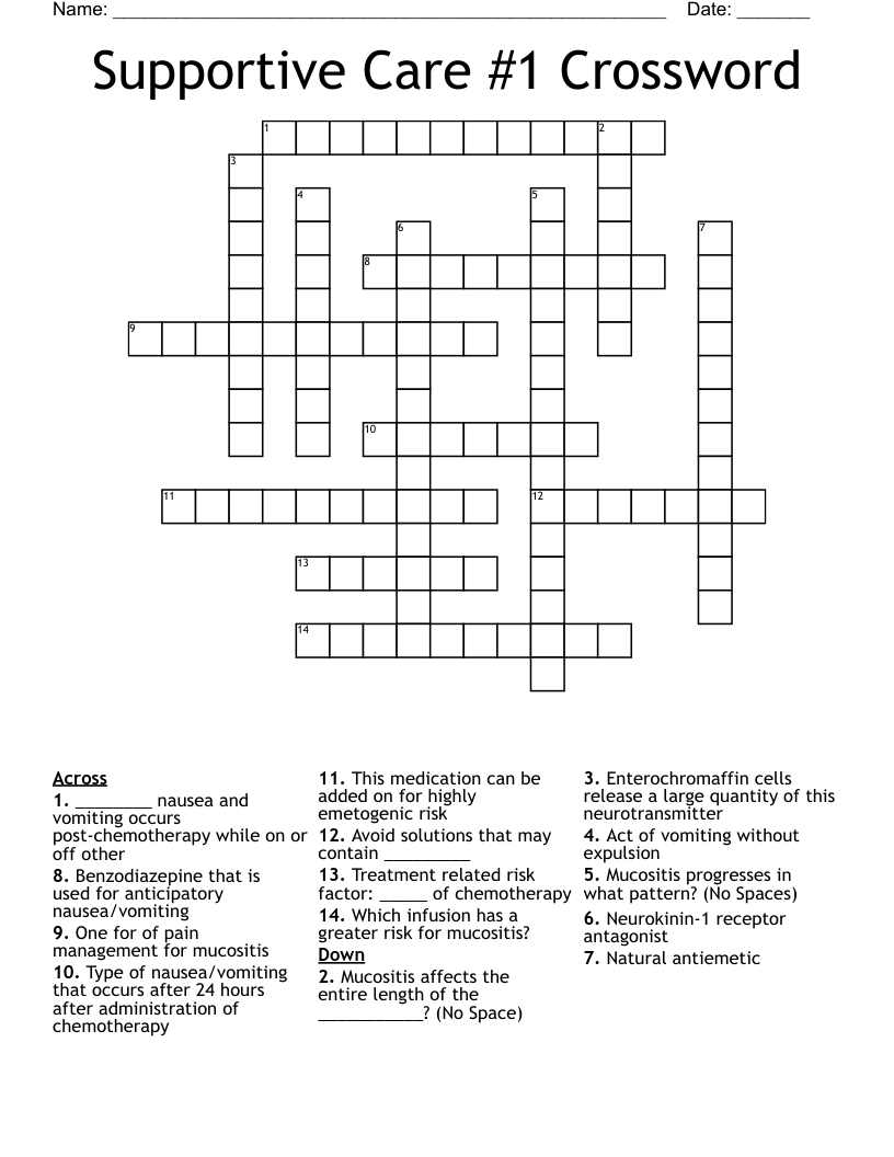 Supportive Care #1 Crossword