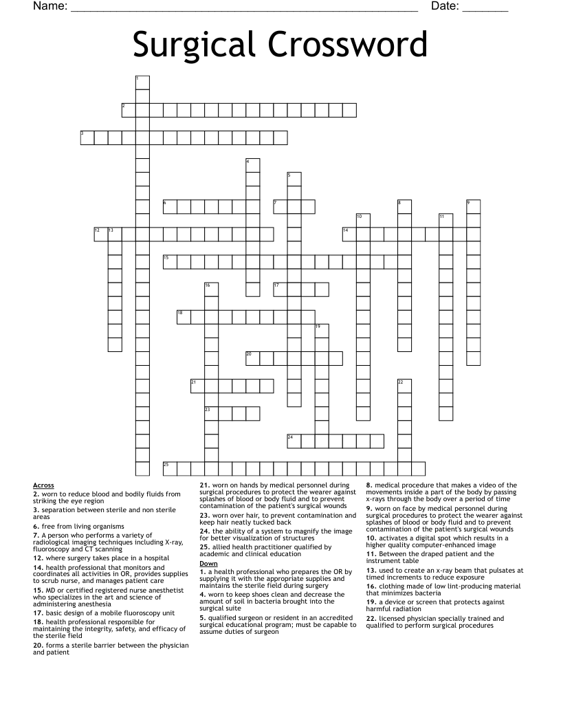 Surgical Crossword