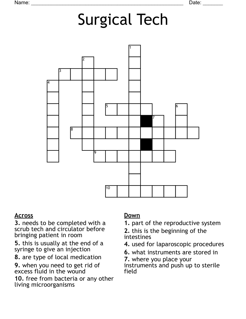 Surgical Tech Crossword