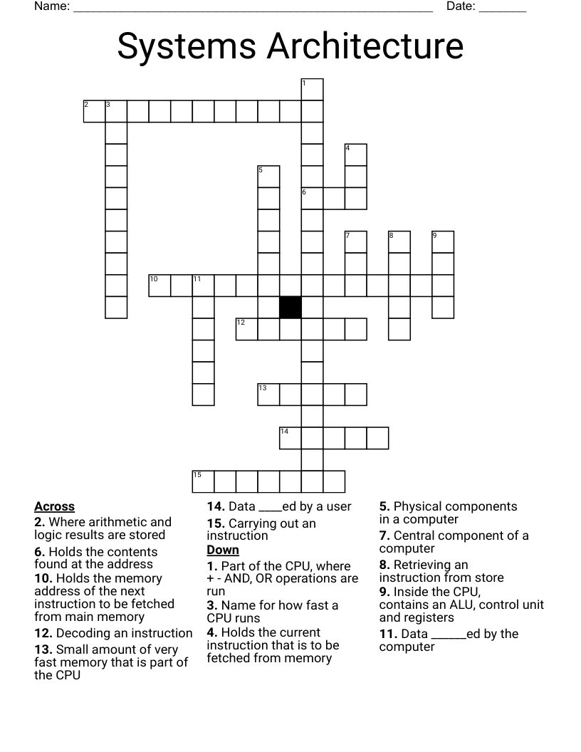 Systems Architecture Crossword
