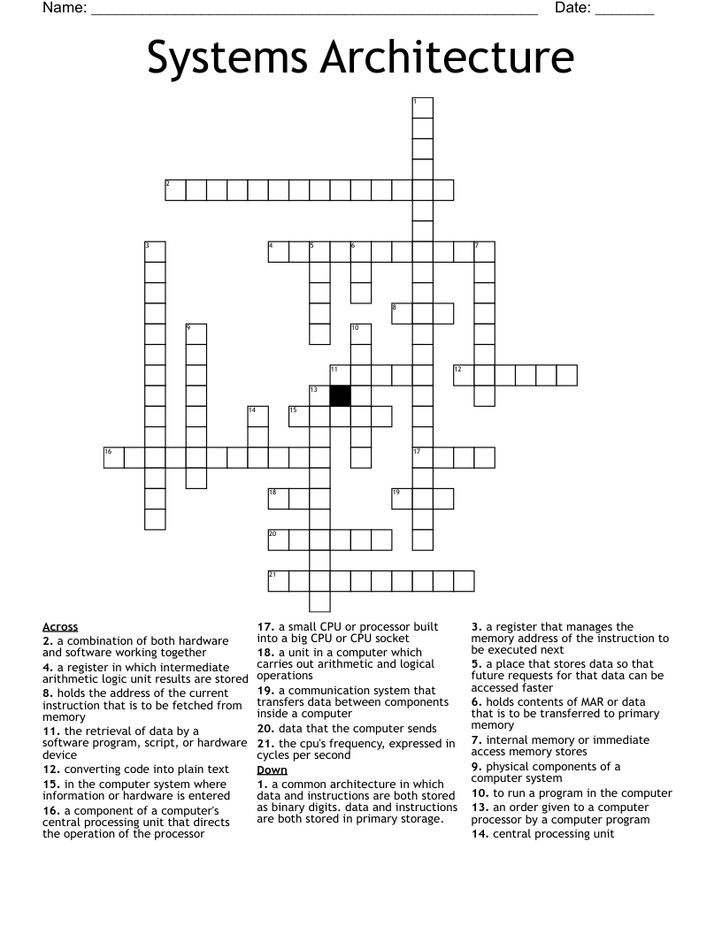 Systems Architecture Crossword