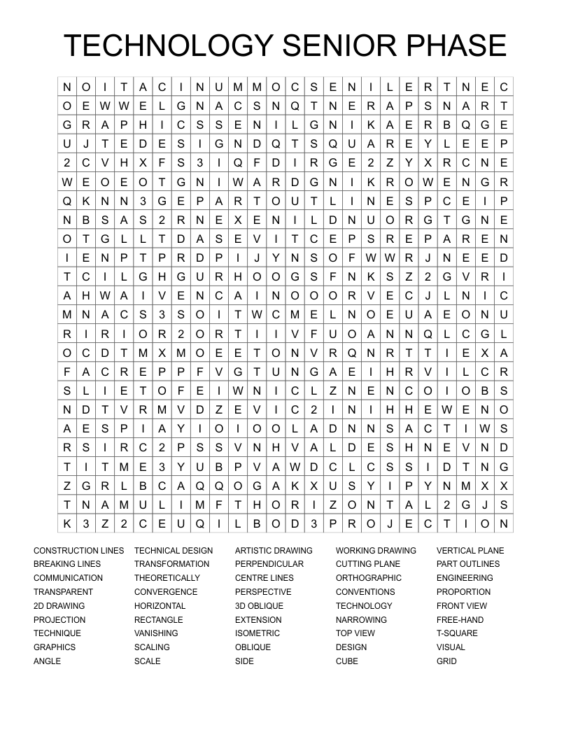 TECHNOLOGY SENIOR PHASE  Word Search
