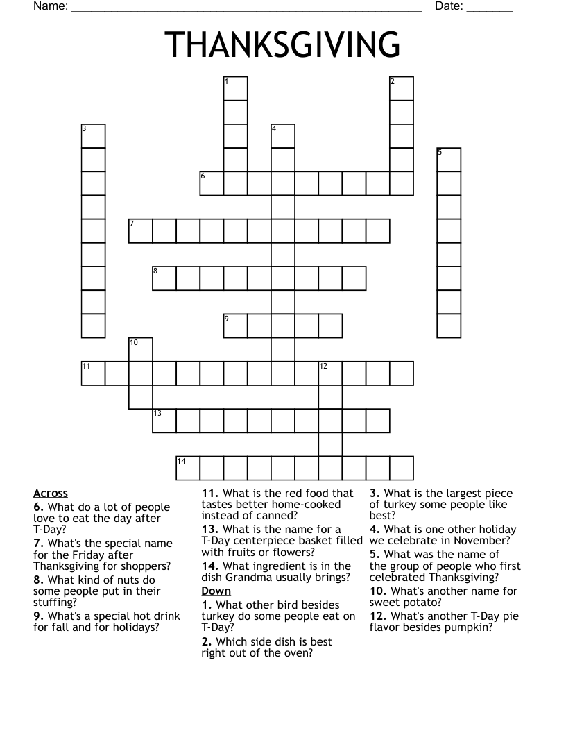 THANKSGIVING Crossword