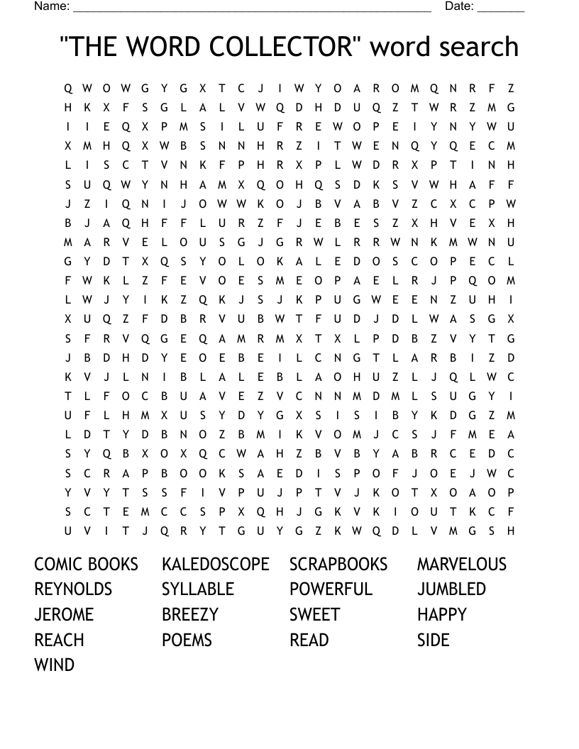 "THE WORD COLLECTOR" word search
