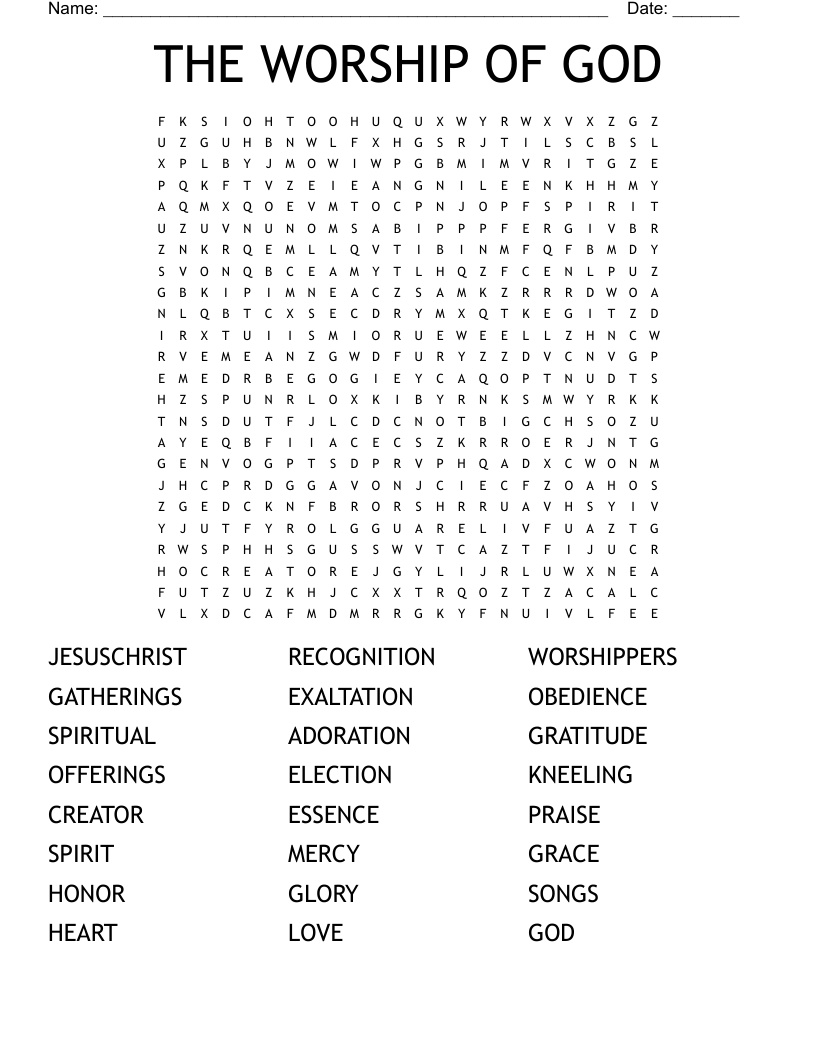 THE WORSHIP OF GOD Word Search