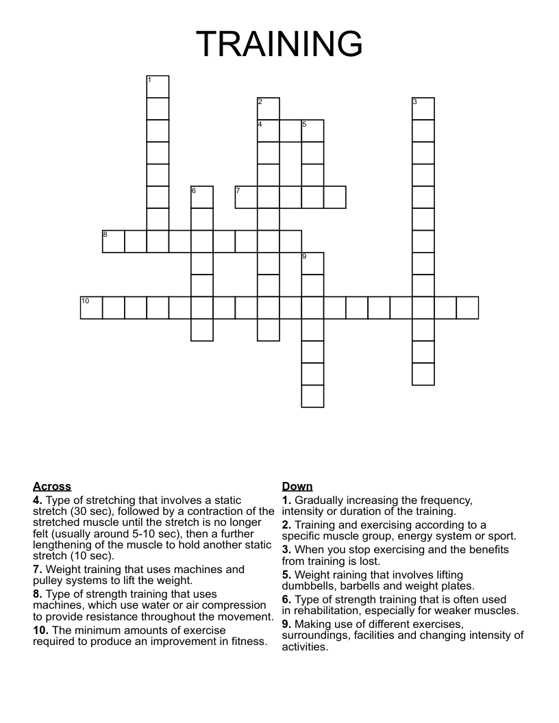 TRAINING Crossword