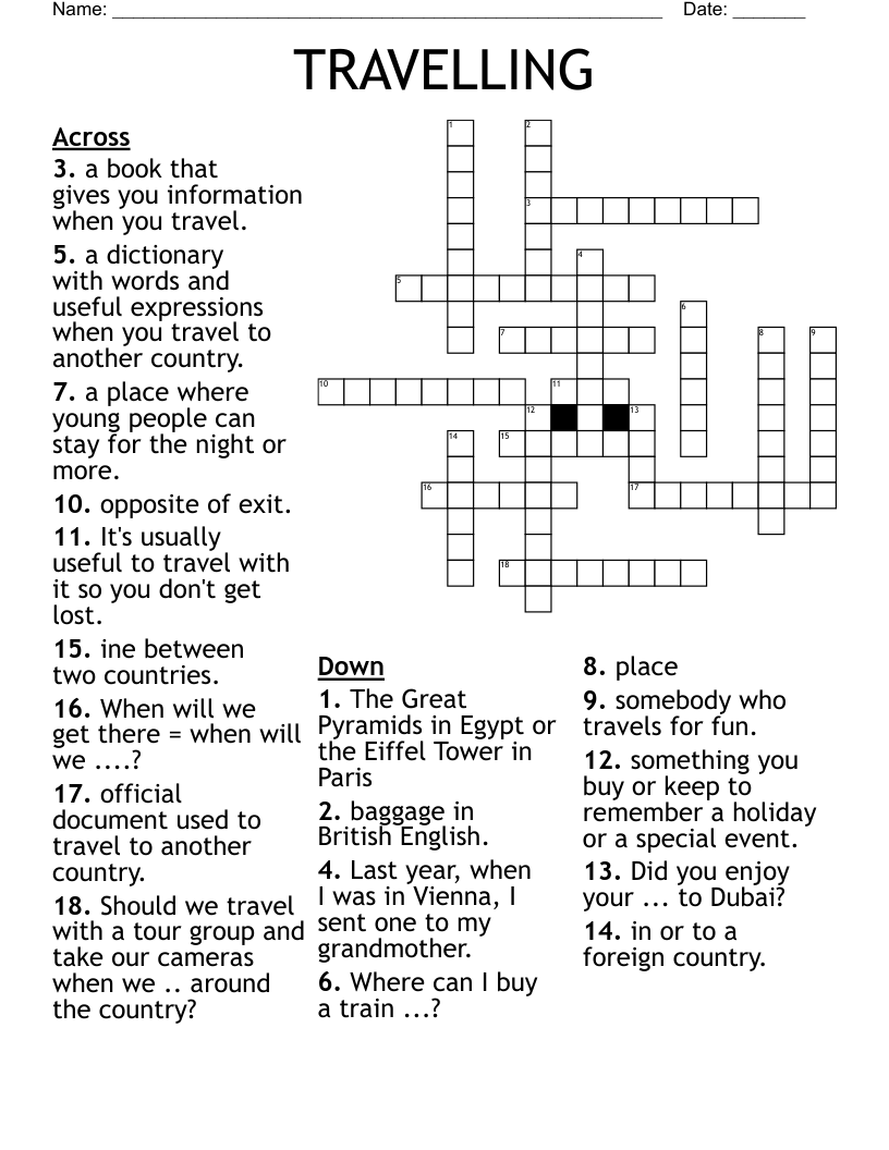 TRAVELLING Crossword