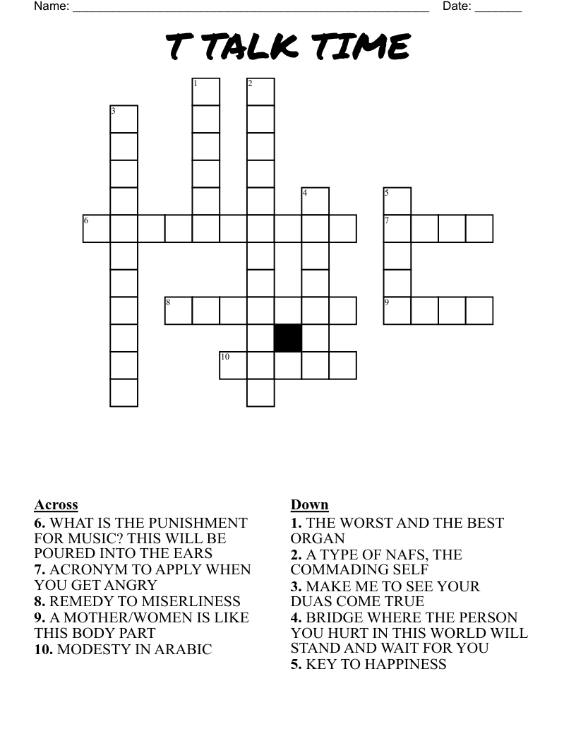 T TALK TIME Crossword