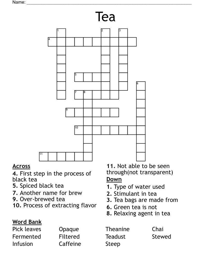 Tea Crossword