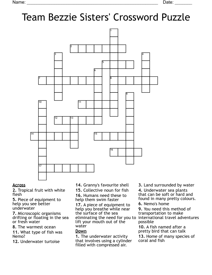 Team Bezzie Sisters' Crossword Puzzle