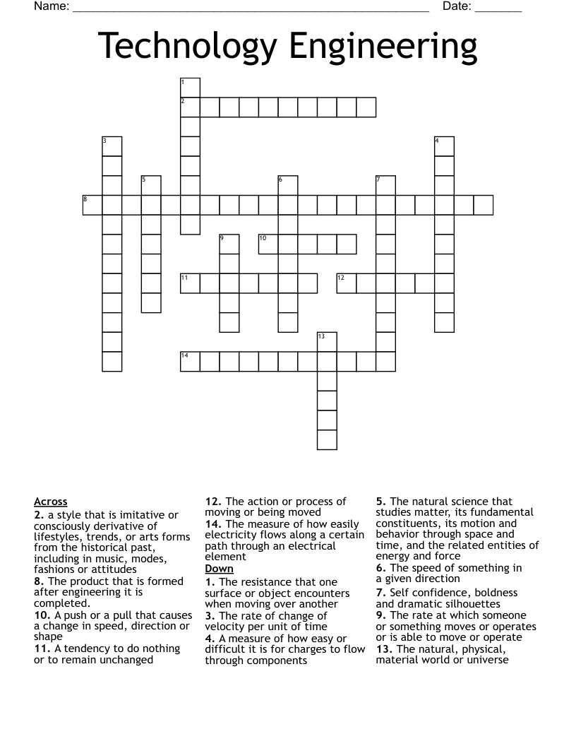 Technology Engineering  Crossword