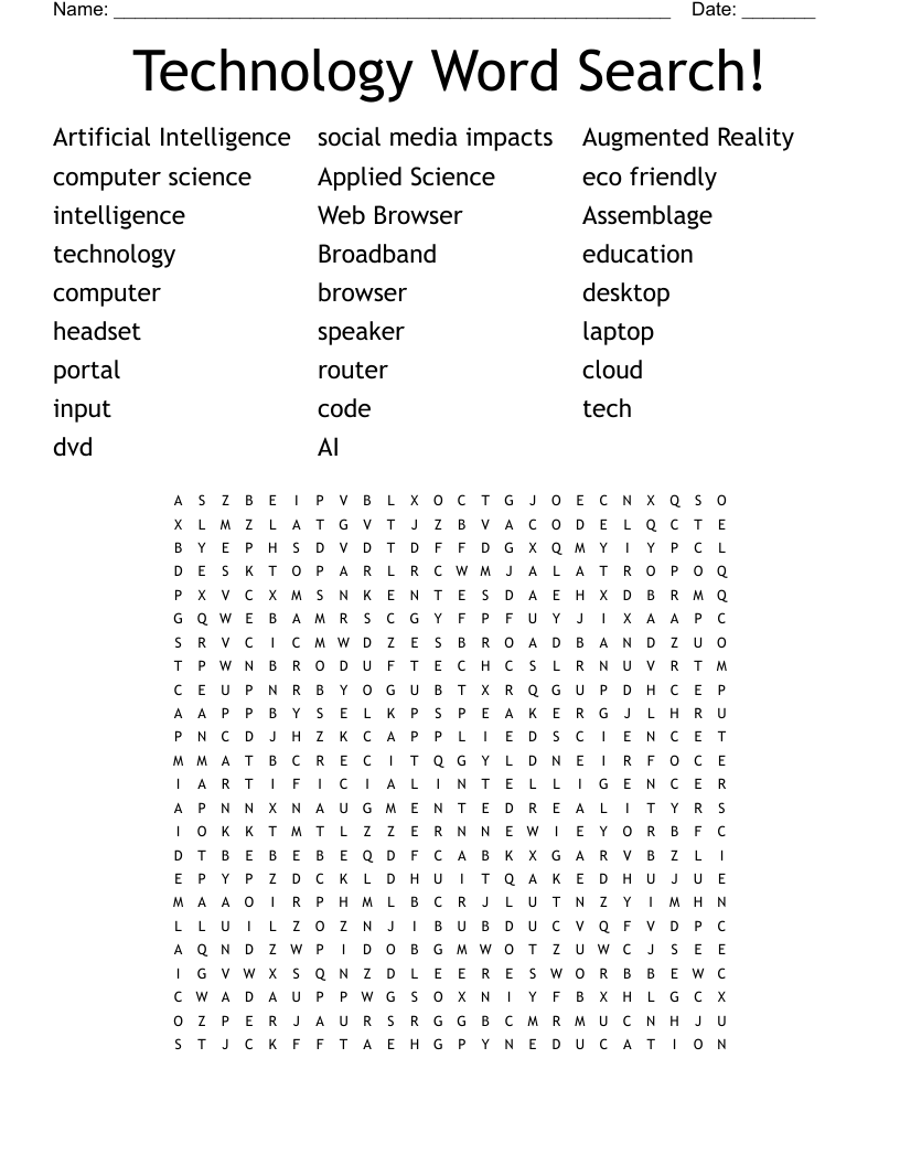 Technology Word Search!