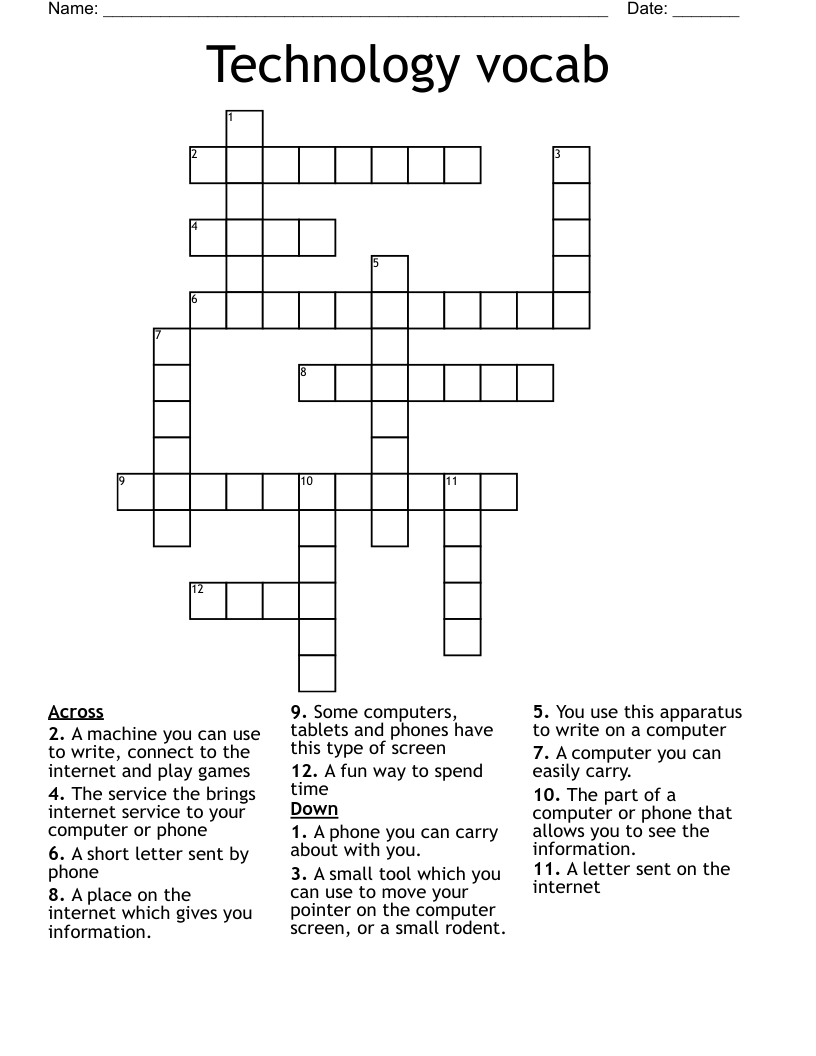 Technology vocab Crossword