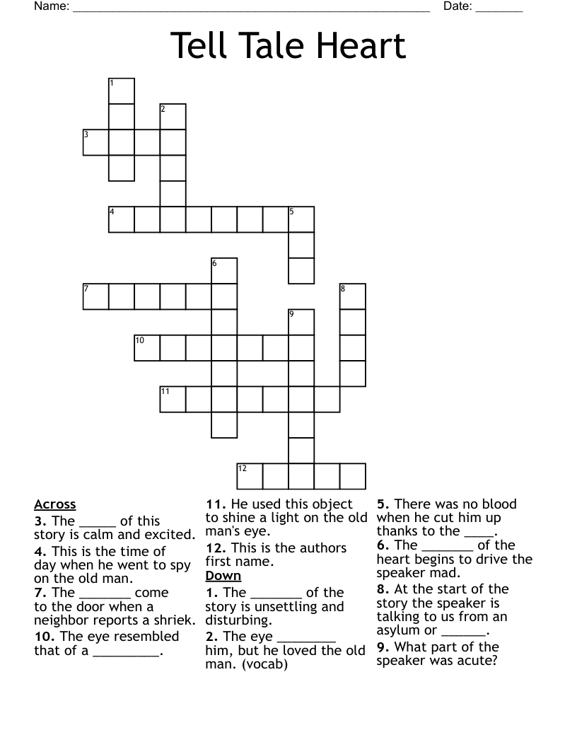 Tell Tale Heart Crossword