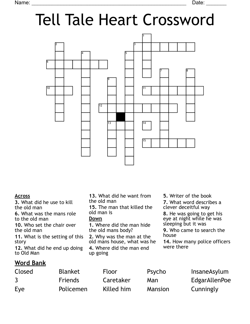 Tell Tale Heart Crossword