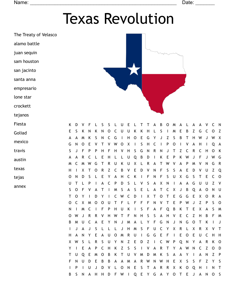 Texas Revolution Word Search