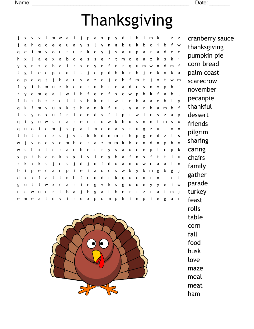 Thanksgiving Word Search