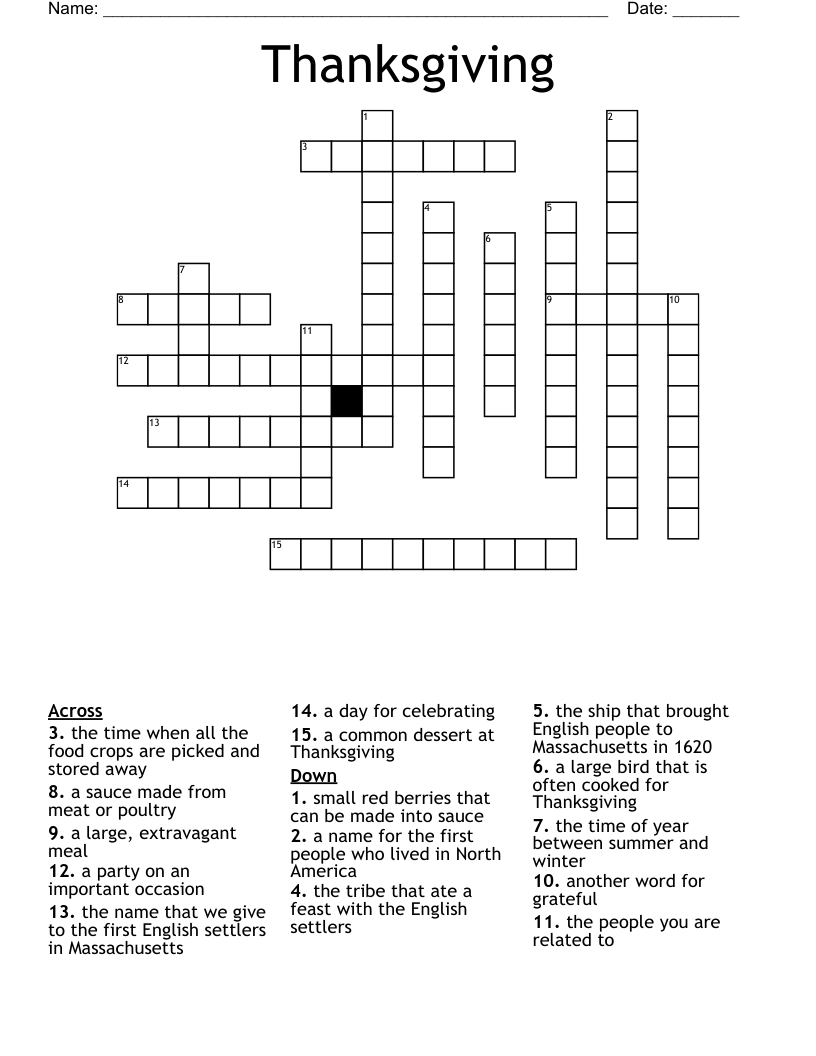 Thanksgiving Crossword