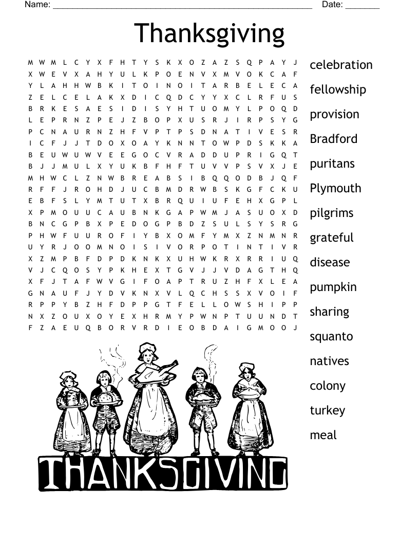 Thanksgiving Word Search