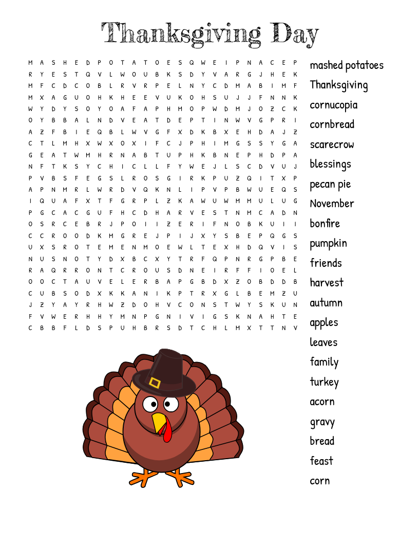 Thanksgiving Day  Word Search