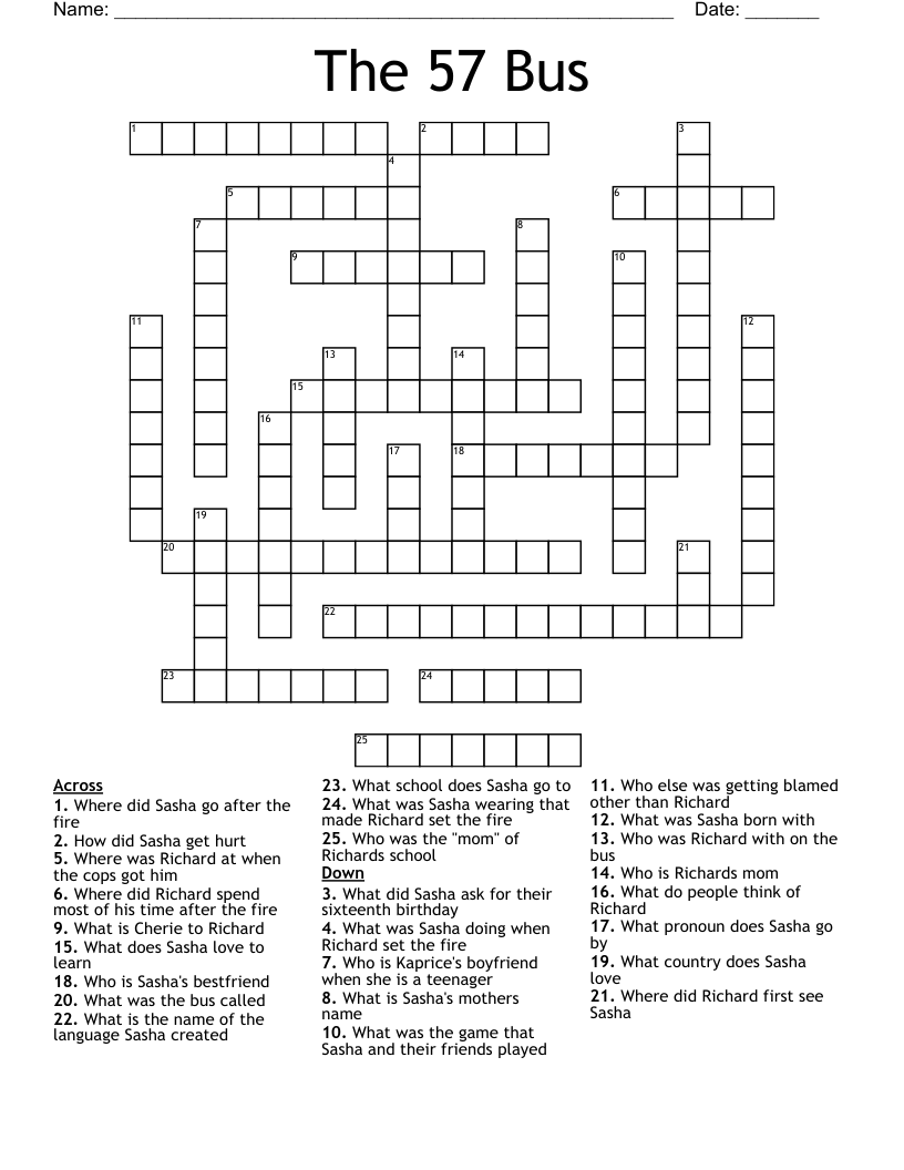 The 57 Bus Crossword