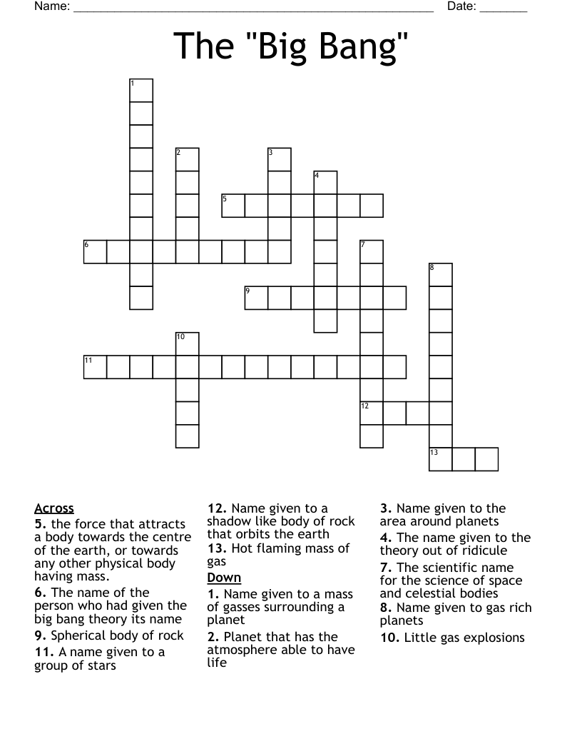 The "Big Bang" Crossword