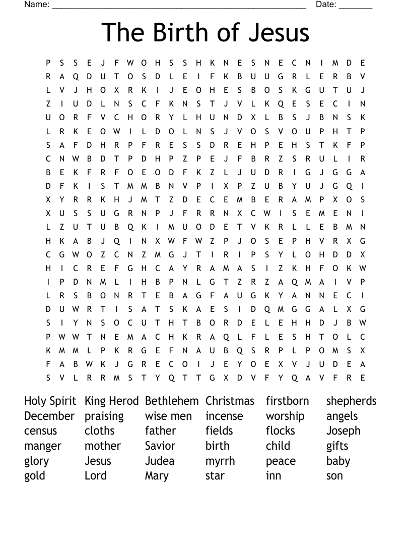 The Birth of Jesus Word Search