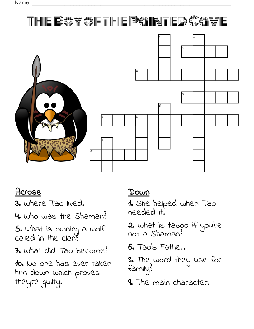 The Boy of the Painted Cave  Crossword