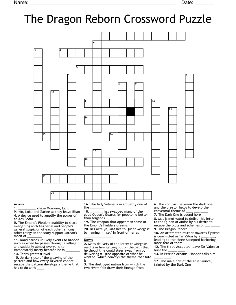 The Dragon Reborn Crossword Puzzle
