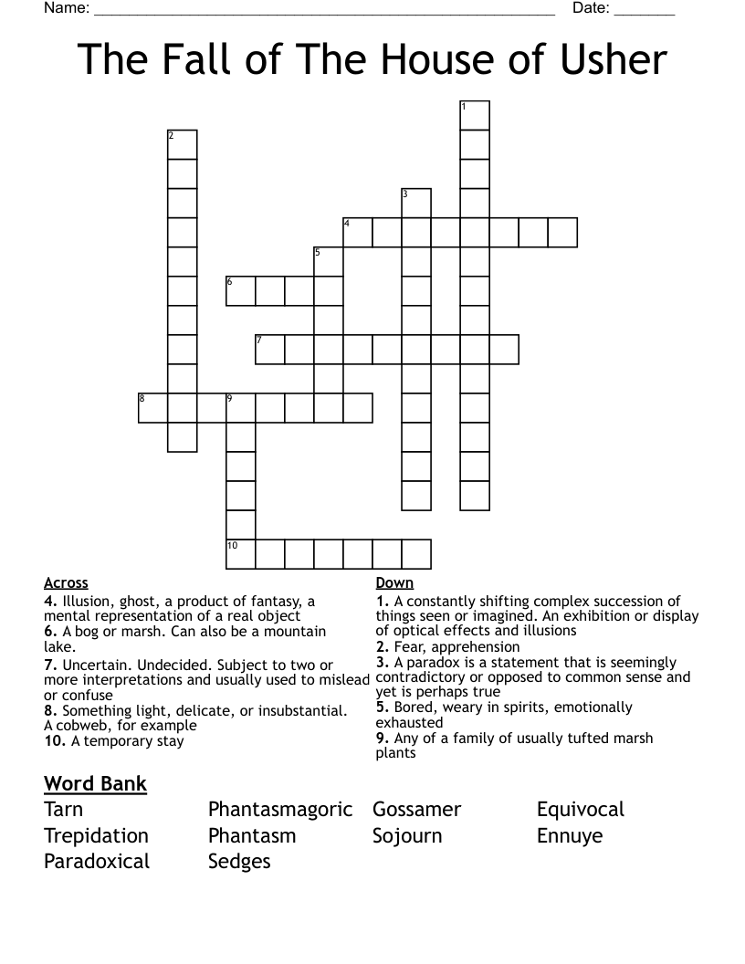 The Fall of The House of Usher Crossword