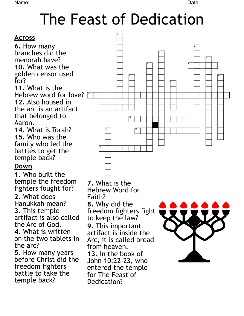 The Feast of Dedication Crossword