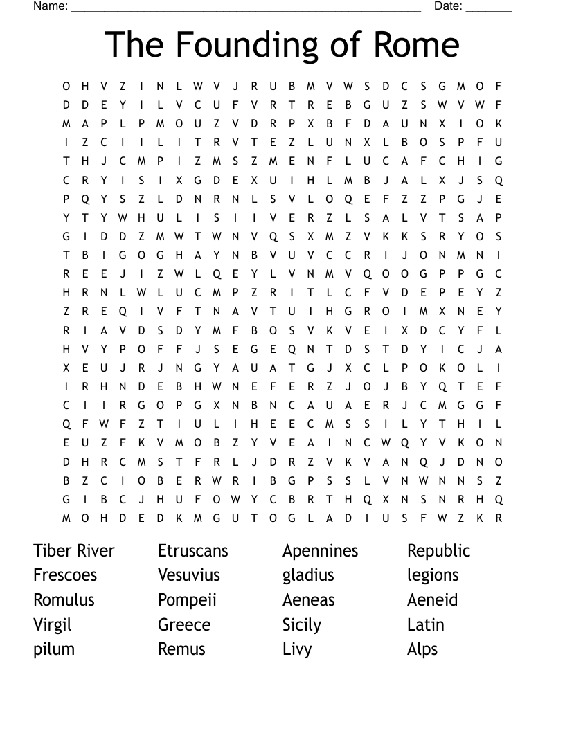 The Founding of Rome Word Search