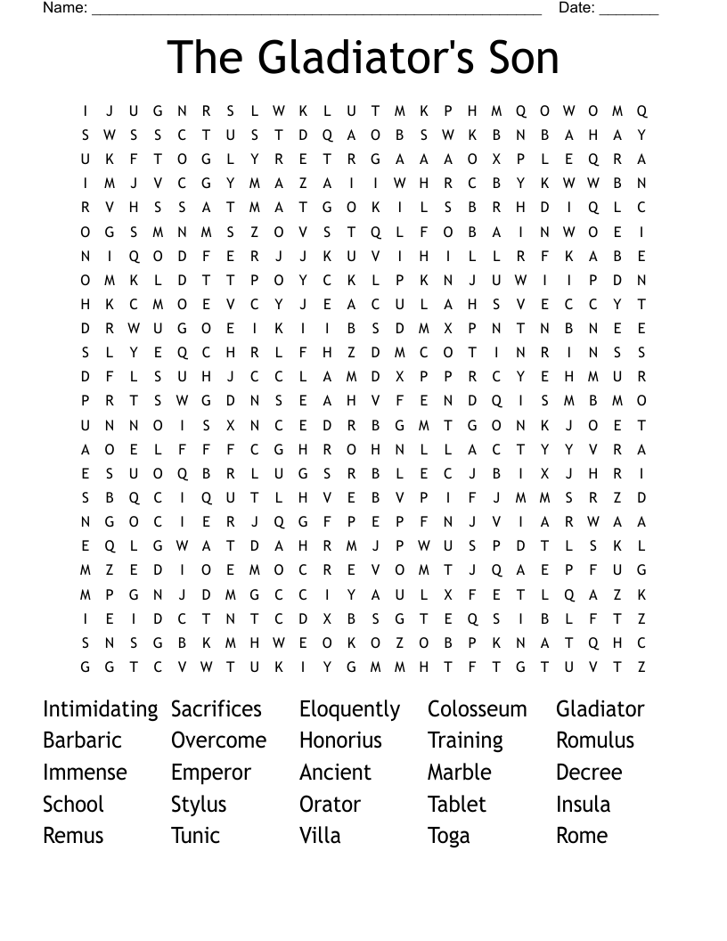 The Gladiator's Son Word Search