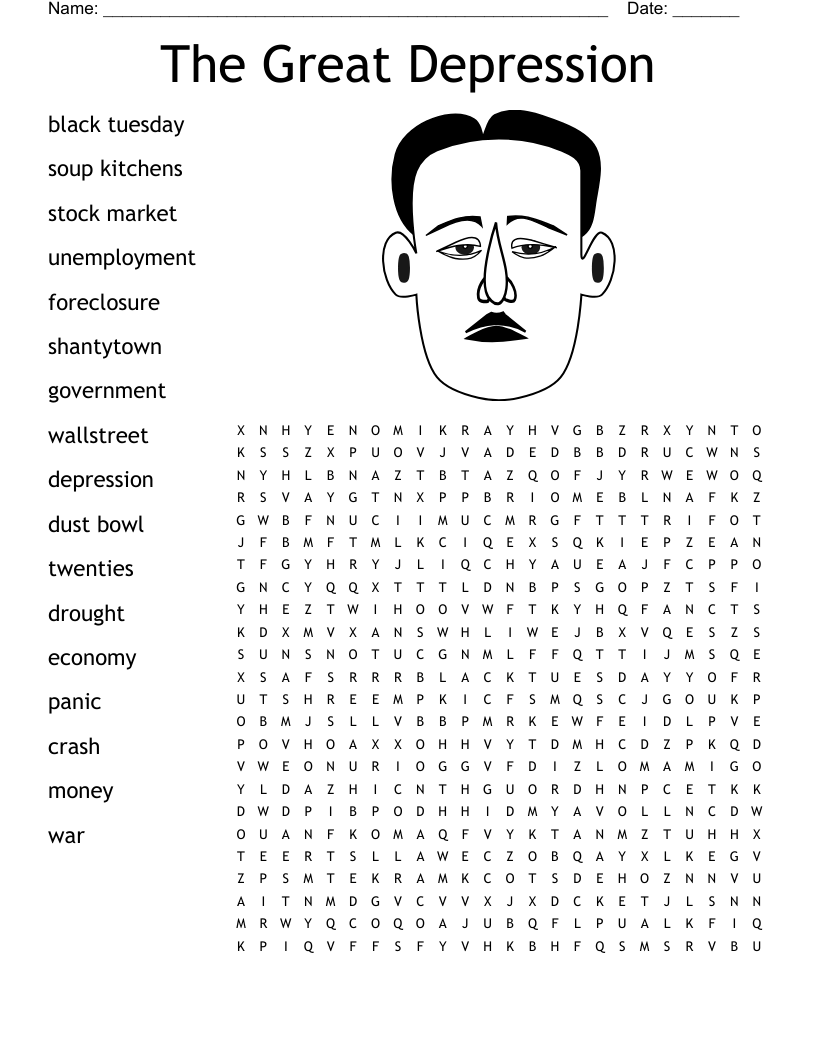 The Great Depression Word Search