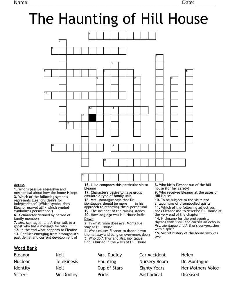 The Haunting of Hill House Crossword