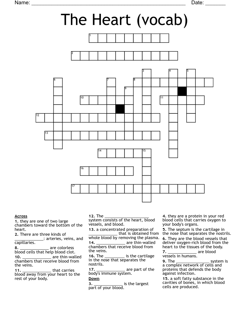 The Heart (vocab) Crossword